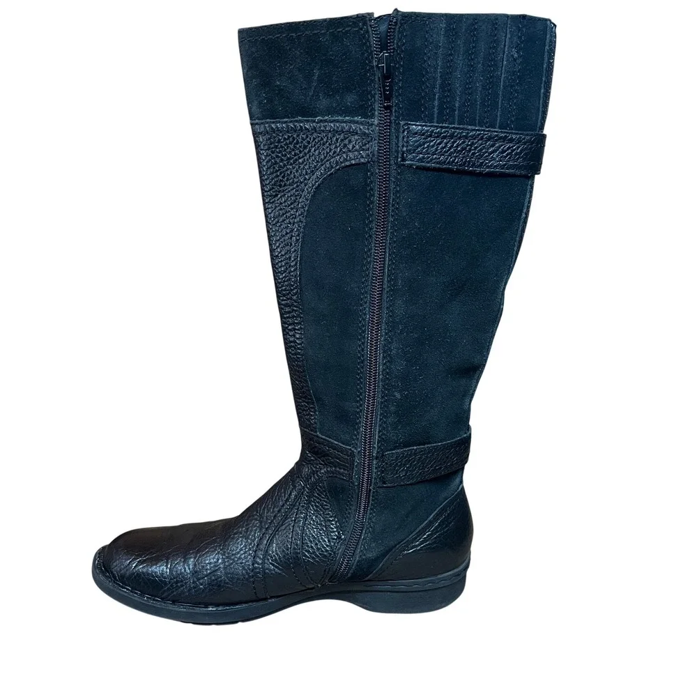 Clarks Womens Riding Knee High Boots 26105043 Womens 8.5M‎ Black Leather Suede